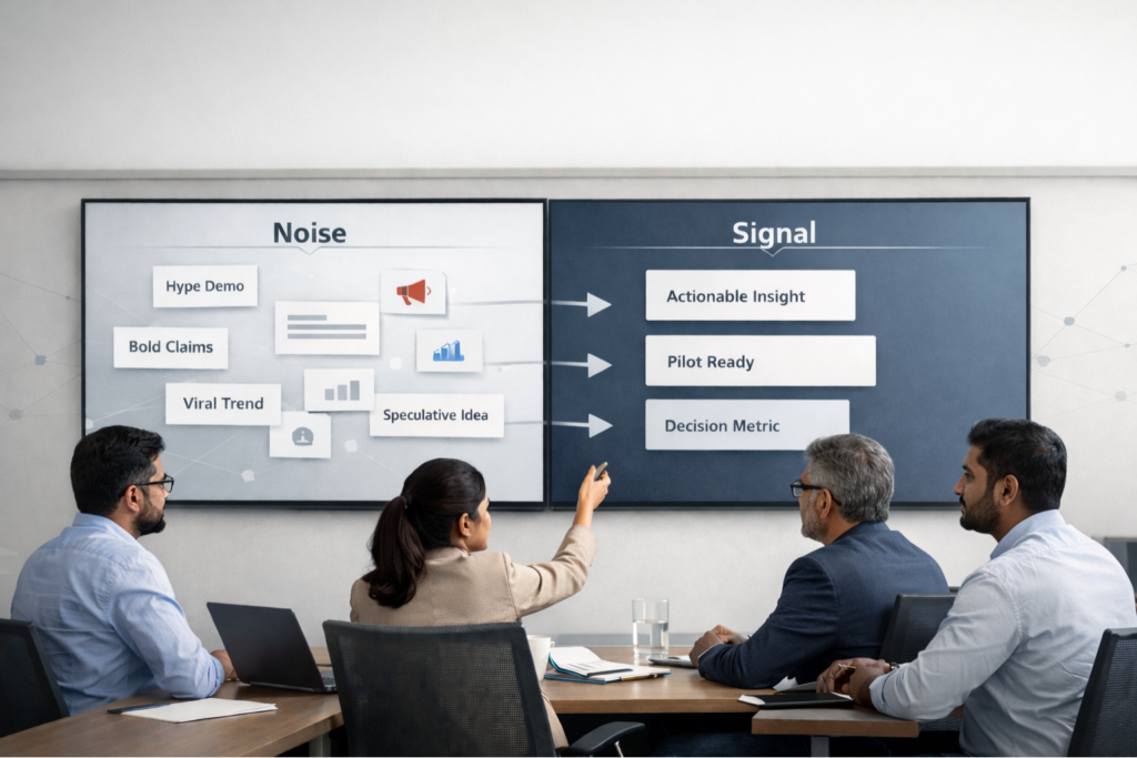 ai signal vs noise framework product tech leaders feature  1024x683 - AI Signal vs Noise Framework: 7-Step Guide for Calm Leaders