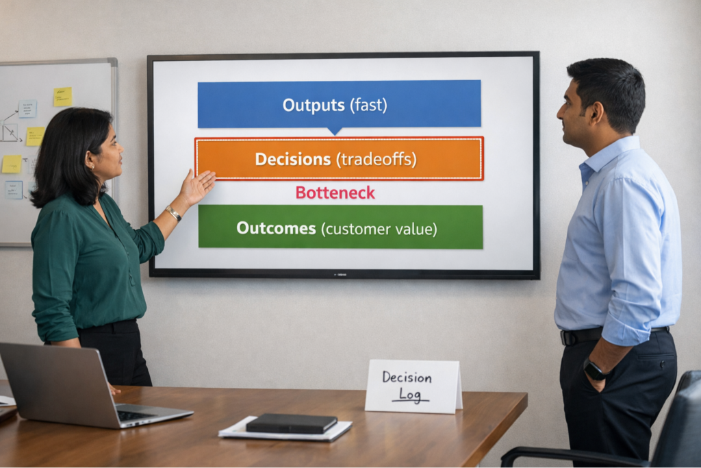 ai speed vs decision quality outputs decisions outcomes 1024x683 - AI Speed Without Decision Quality: The Risk Leaders Ignore